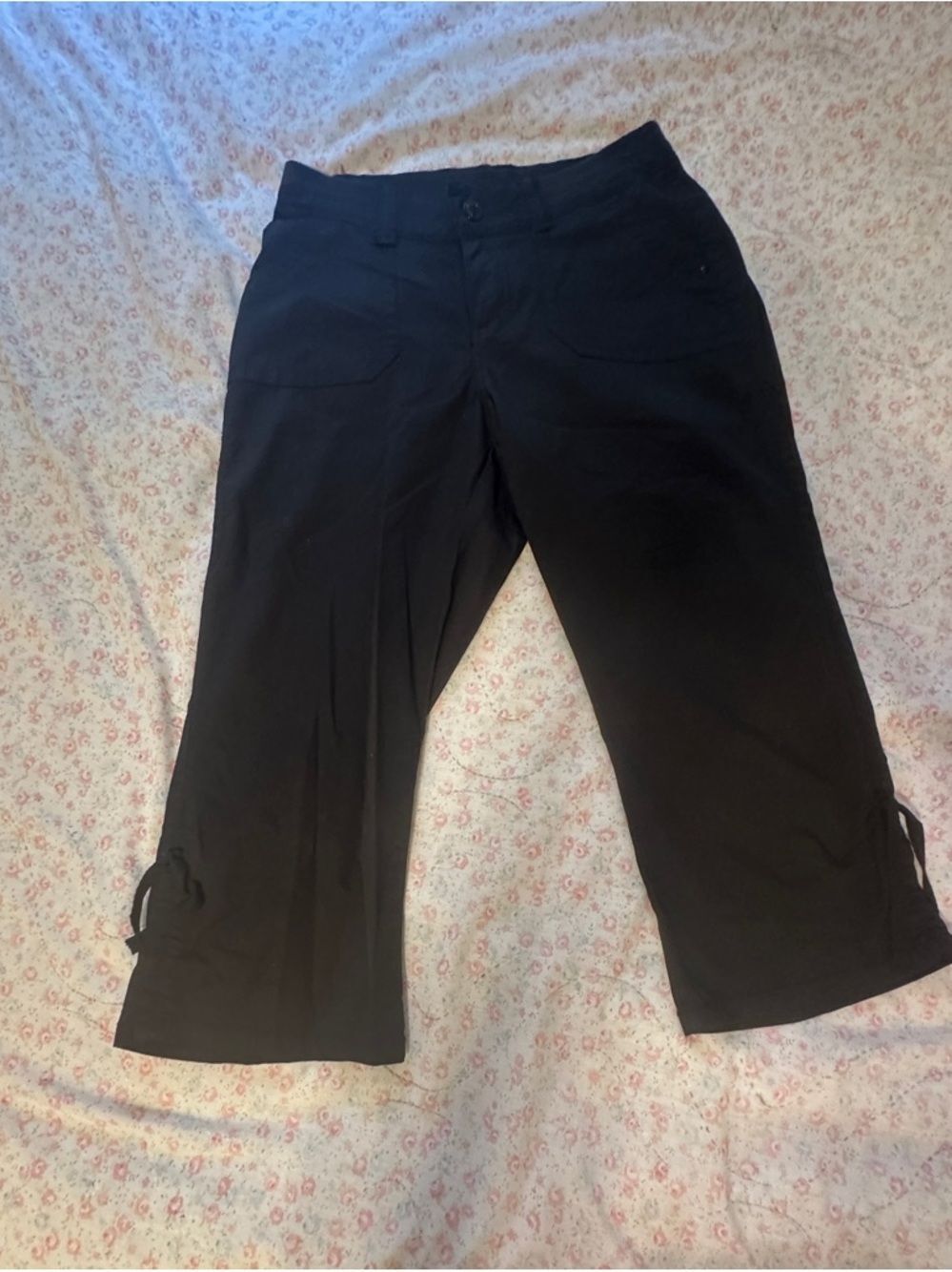 Lee Easy Fit Black Capri Pants Women’s Size 4 Medium Stretch Cropped - Picture 2 of 5
